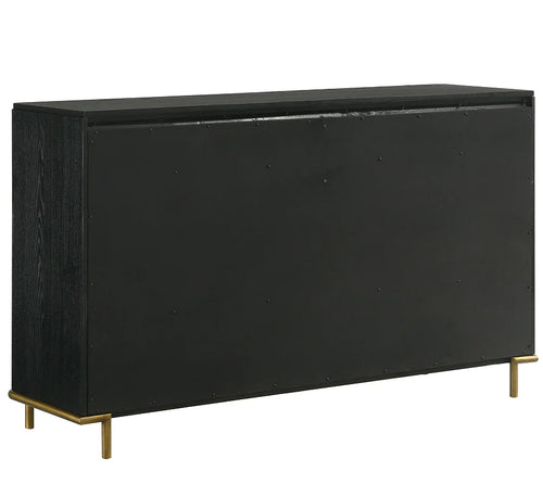 Black 6-drawer Modern Bedroom Solid Oak Wood Eco-Friendly Dresser