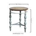 Rustic Hand-Carved Round Side Table