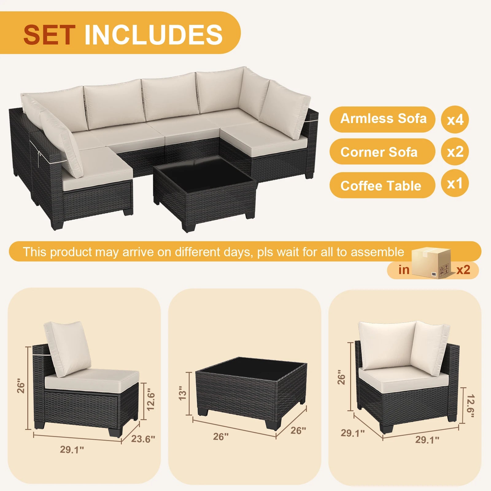 Modern Outdoor Patio Sofa Set