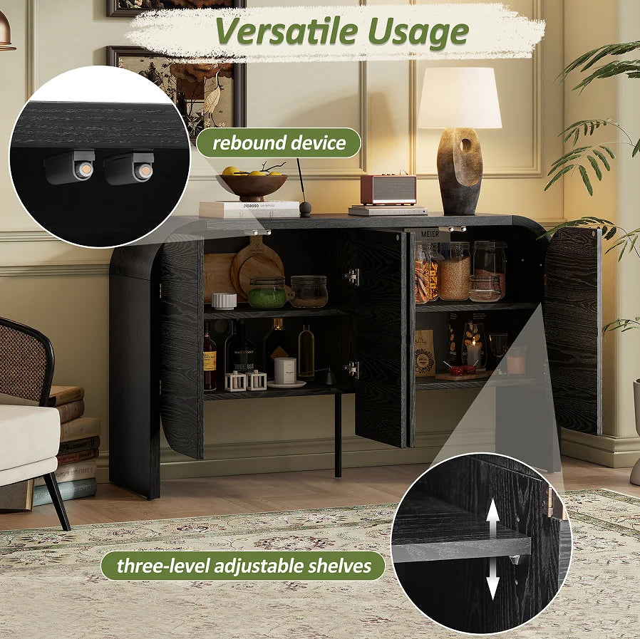 Fluted Wood Storage Cabinet