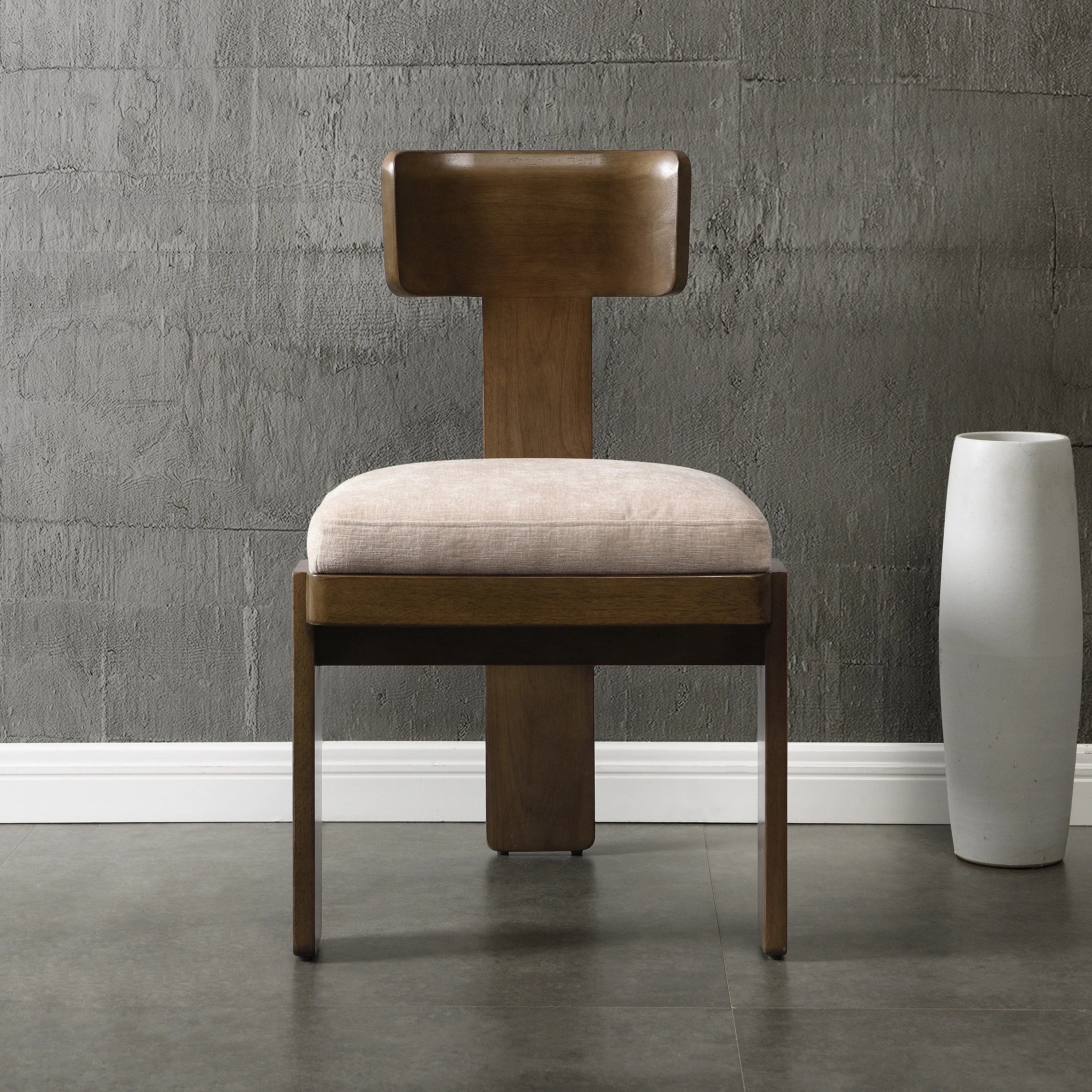 Modern Apartment Upholstered Dining Chairs Set of 2 Fabric Side Chairs with Beige Seating Light Brown Solid Rubber Wood Legs