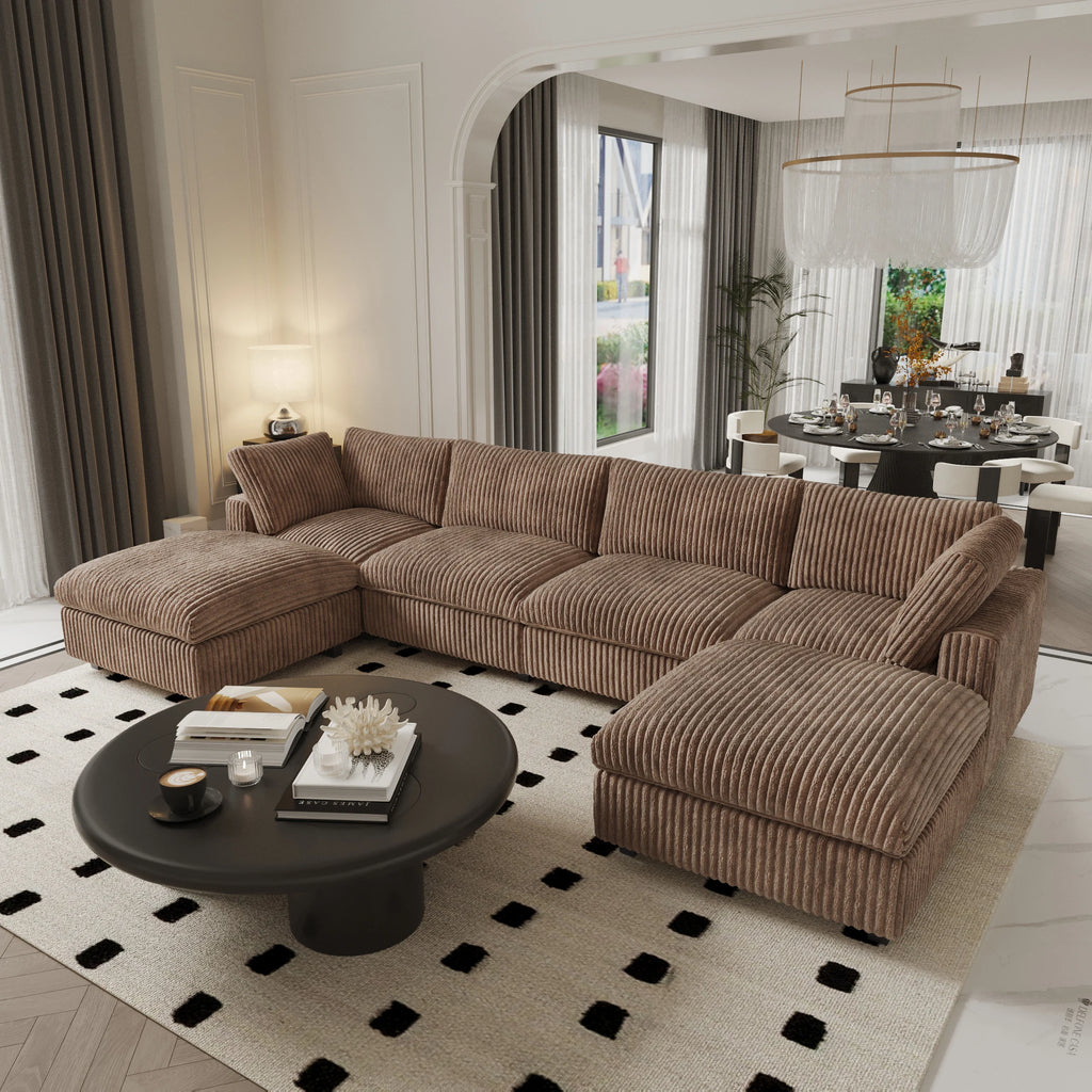 ATUNUS US in Stock Drop Shipping Sofa American Classic Living Room Furniture Corduroy Modular Sectional Couch Sofa Sets