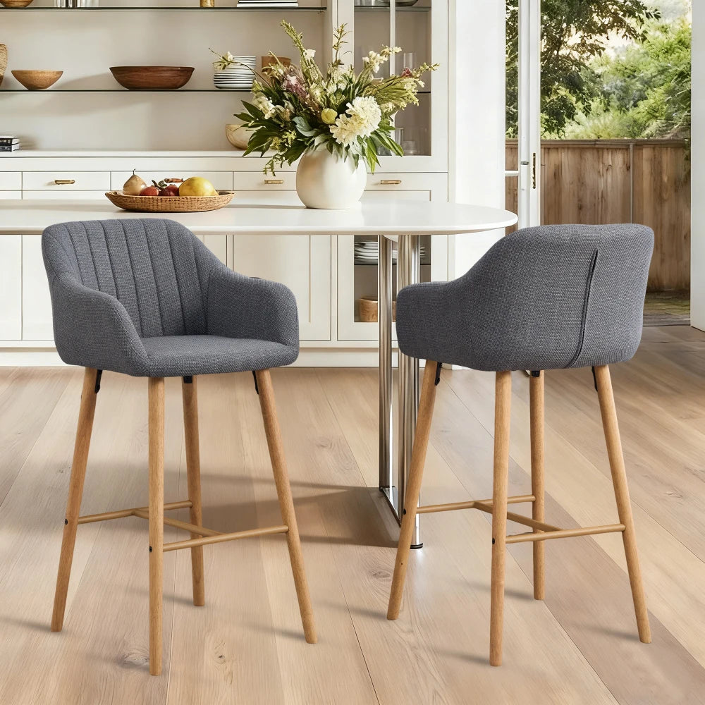 M Modern Luxury bar Wooden Barstools Nordic Dining Chair Stool High Chair Counter for Kitchen Set of 2 Restaurant Furniture