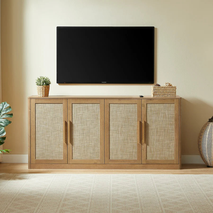 Modern Rattan 4-Door Sideboard