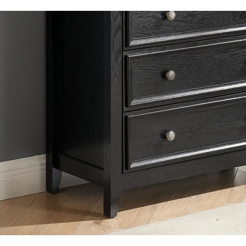 Modern Solid Wood 6-Drawer Dresser Cabinet with Adjustable Height & Easy Assembly for Bedroom Storage