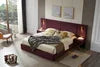 Queen Size Modern Adjustable Velvet Bed Frame with Vertical Channel Tufted Wingback Headboard and Upholstered Platform Bed