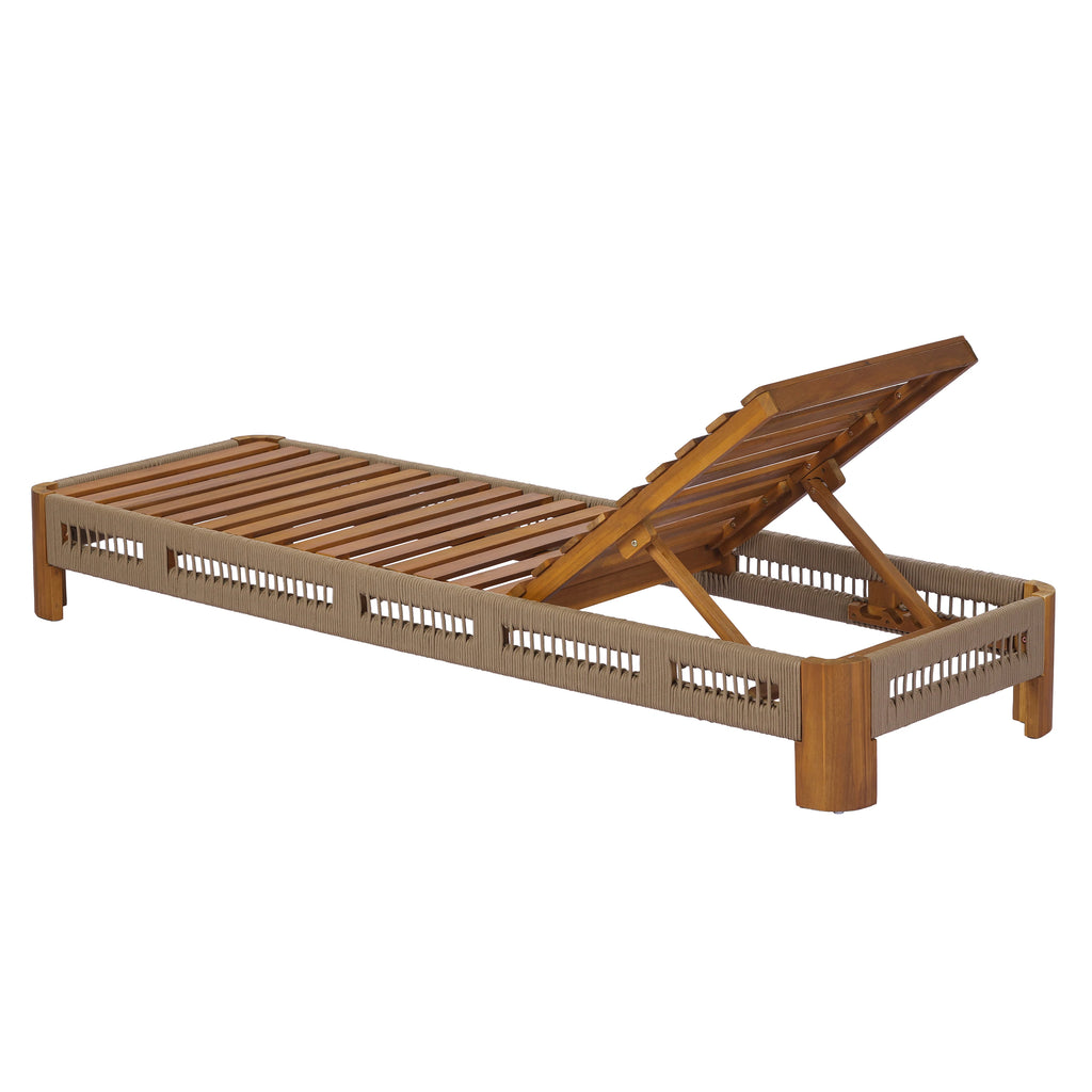 Modern Acacia Wood Chaise Lounge