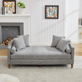 M Modern Wooden Sofa Bench Chenille Upholstered Sleeper Indoor Lounge Rubberwood Legs Chaise for Bedroom Living Room