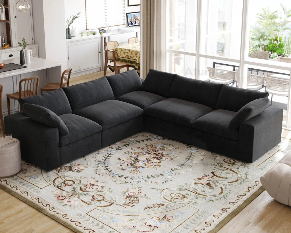 ATUNUS USA in Stock Drop Shipping Modern Corner Sofa U Shape Black White Grey Modular Sectional Couch Sofa Sets