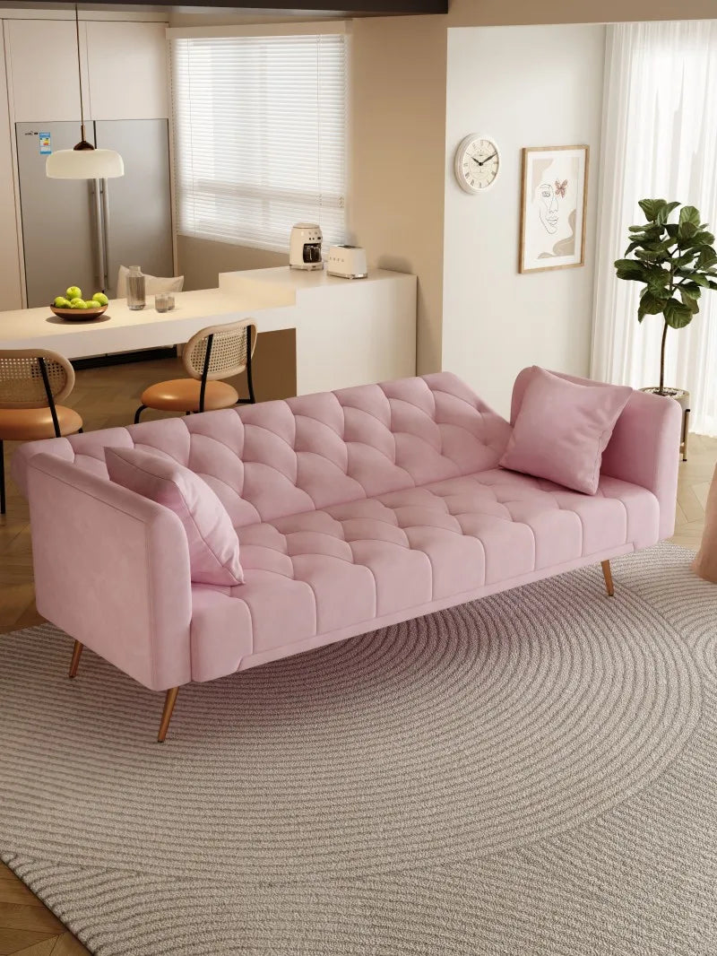 Modern Tufted Convertible Seat Sofa American Velvet Comfortable Furniture for Small Living Room Office Apartment Hotel Villa