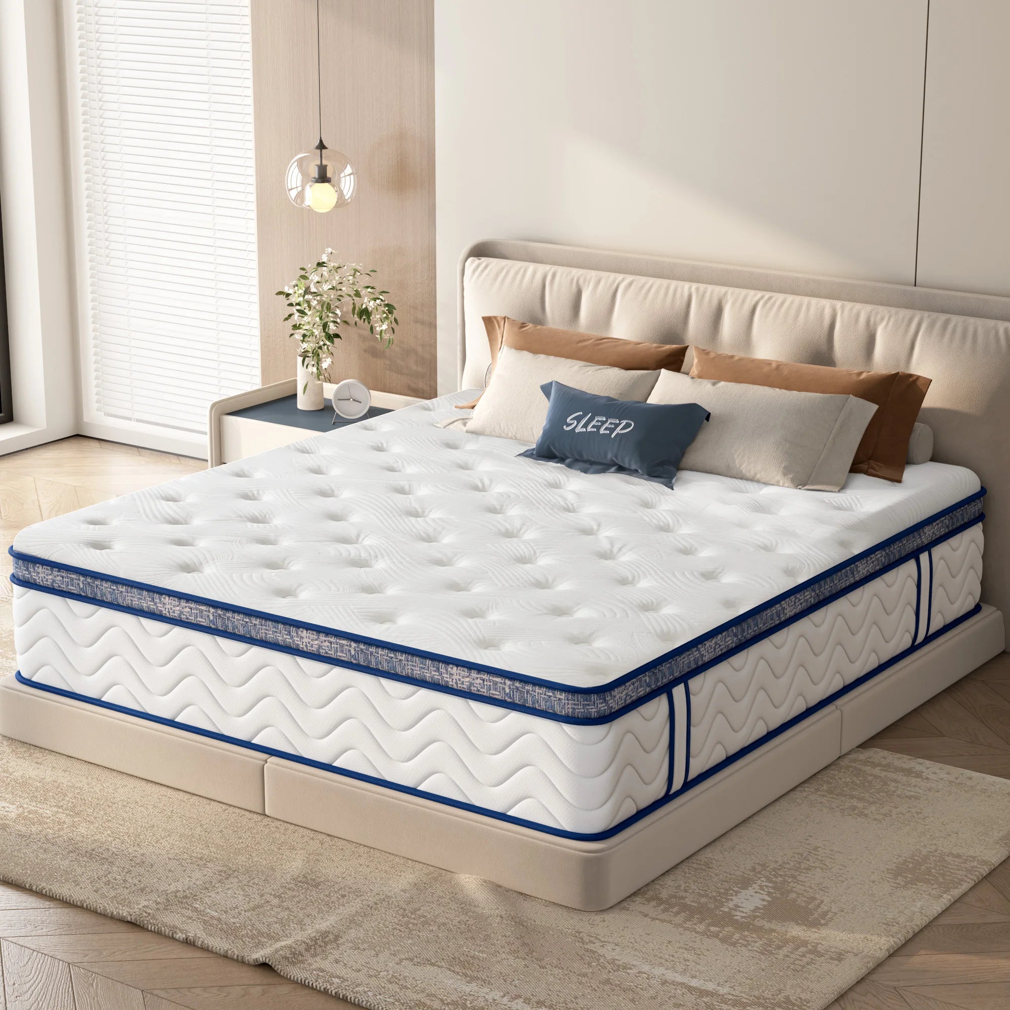 M 12 Inch Queen Size Hybrid Mattress Pocket Spring Coils Memory Foam Bed Mattress Colchon