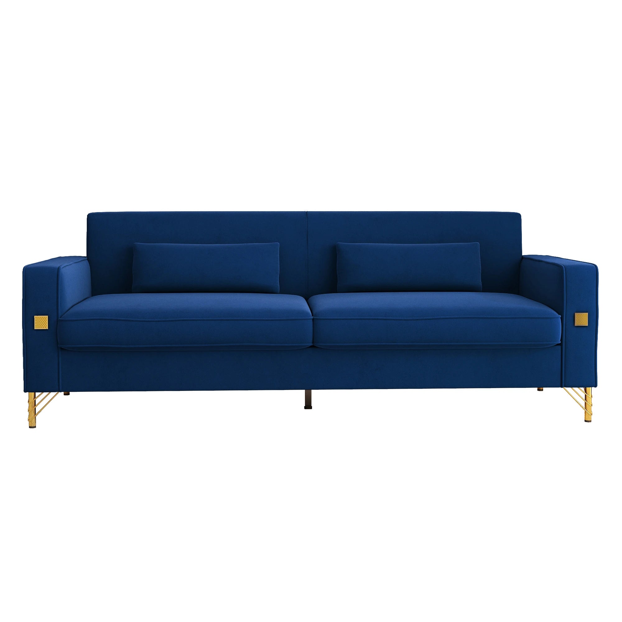Modern Velvet Reclining Corner Sofa 3-Seater with Metal Legs & Pillows for Hotel & Villa Living Rooms