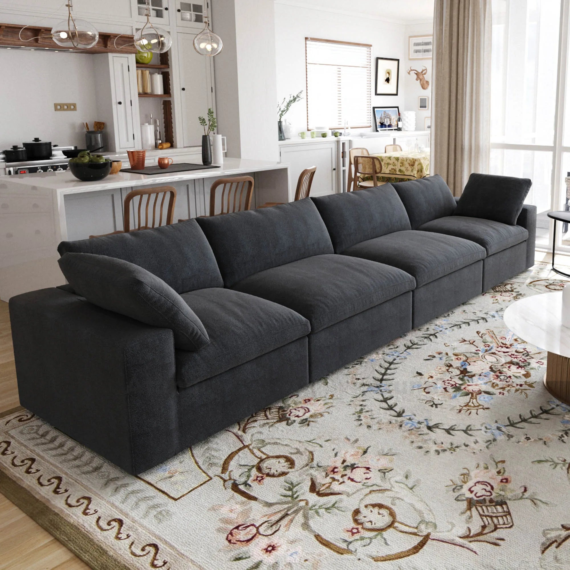 ATUNUS USA in Stock Drop Shipping Modern Corner Sofa U Shape Black White Grey Modular Sectional Couch Sofa Sets