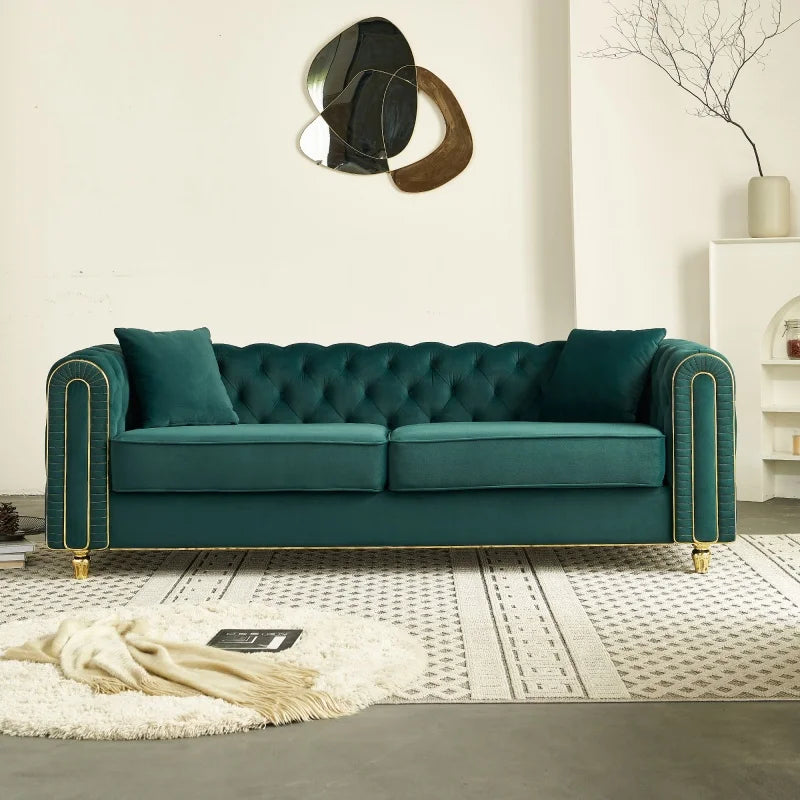 Tufted Up-holstered Modern Sofa Set Furniture Chesterfield Living Room Sofa Black Luxury Couch Living Room for House