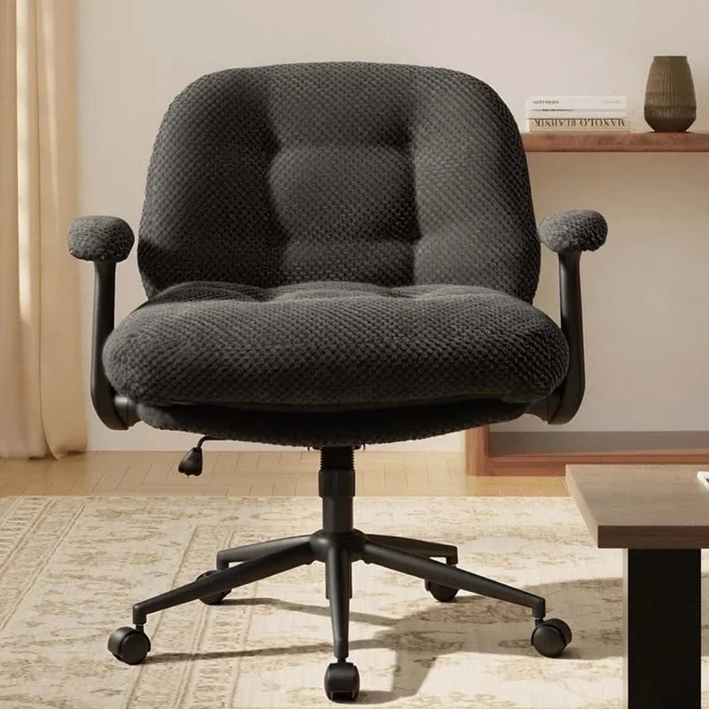Free Shipping Modern Thick Cushion Wide Seat Flip-Arms Criss-Cross Home Office Bedroom Cross-Legged Fabric Office Chair
