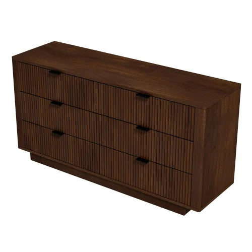 Mid Century Modern Solid Pine Wood Dresser with 6 Drawers TV Stand for Bedroom and Living Room Storage