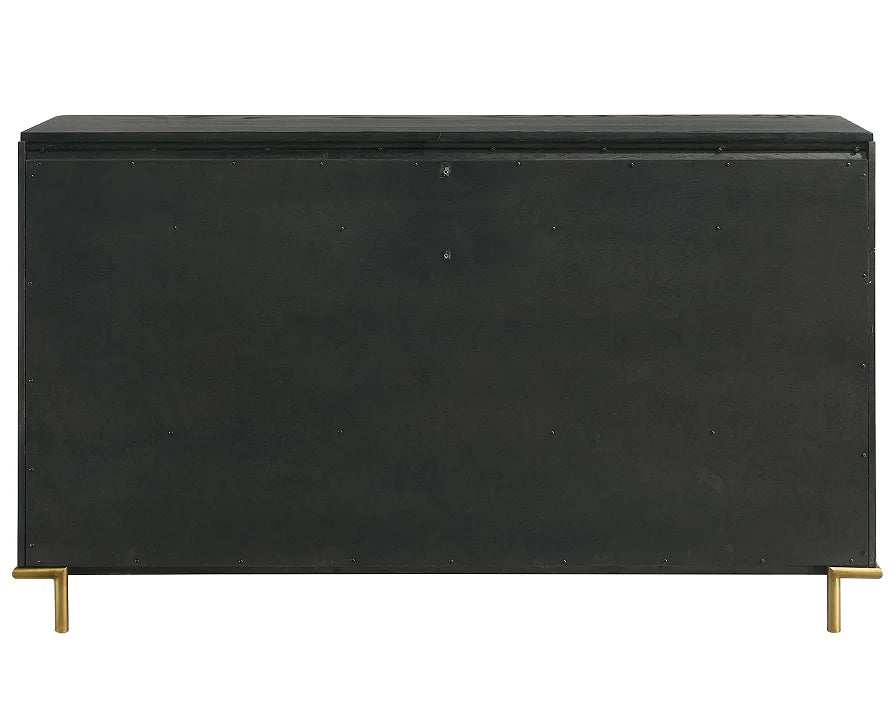 Black 6-drawer Modern Bedroom Solid Oak Wood Eco-Friendly Dresser