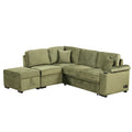 Three Seat Fabric Sofa Bed Pull-Out Function 2-in-1 L-Shape Couch Storage Ottoman for Living Room Bedroom Hotel Small Apartments