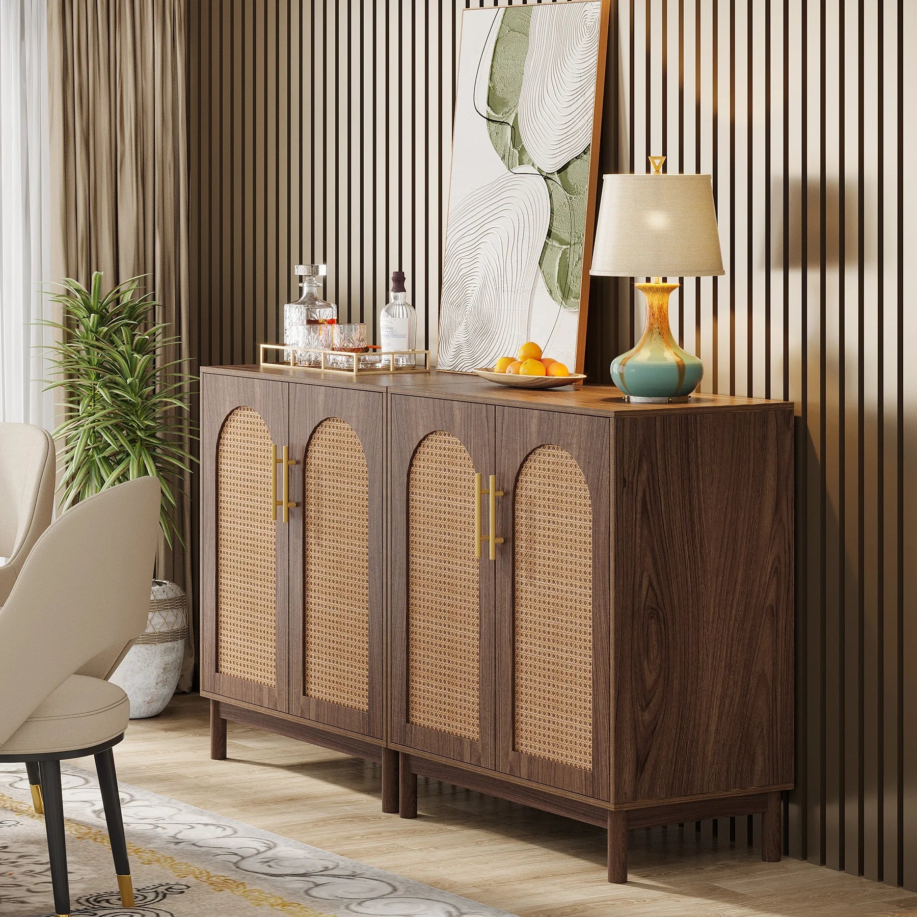Rustic Rattan Sideboard
