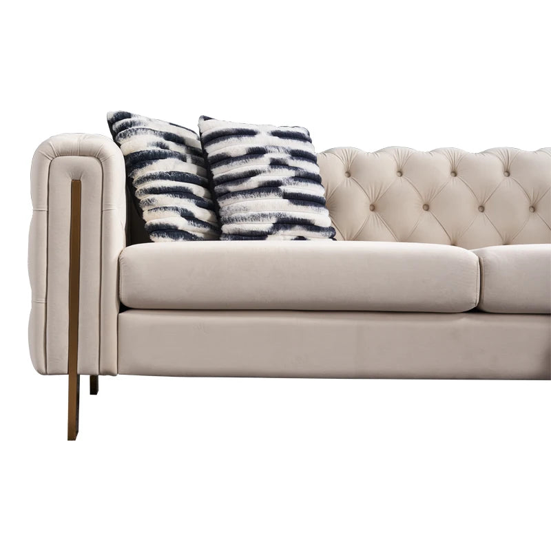 Wholesale Modern Tufted Velvet Chesterfield Sofa Couch Set 2 Seats Luxury Button Square Shape Convertible for Hotels Loving Room