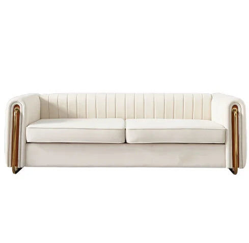 Modern Stainless Steel Tufted Velvet Upholstered Square Sofa for Home Hotel Comfortable Bed with Sponge Filling for Apartments
