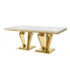 Luxury Italian Dining Room Table 10 Seater Modern Restaurant Stainless Steel Metal Wedding Juego De Mesa De Comedor