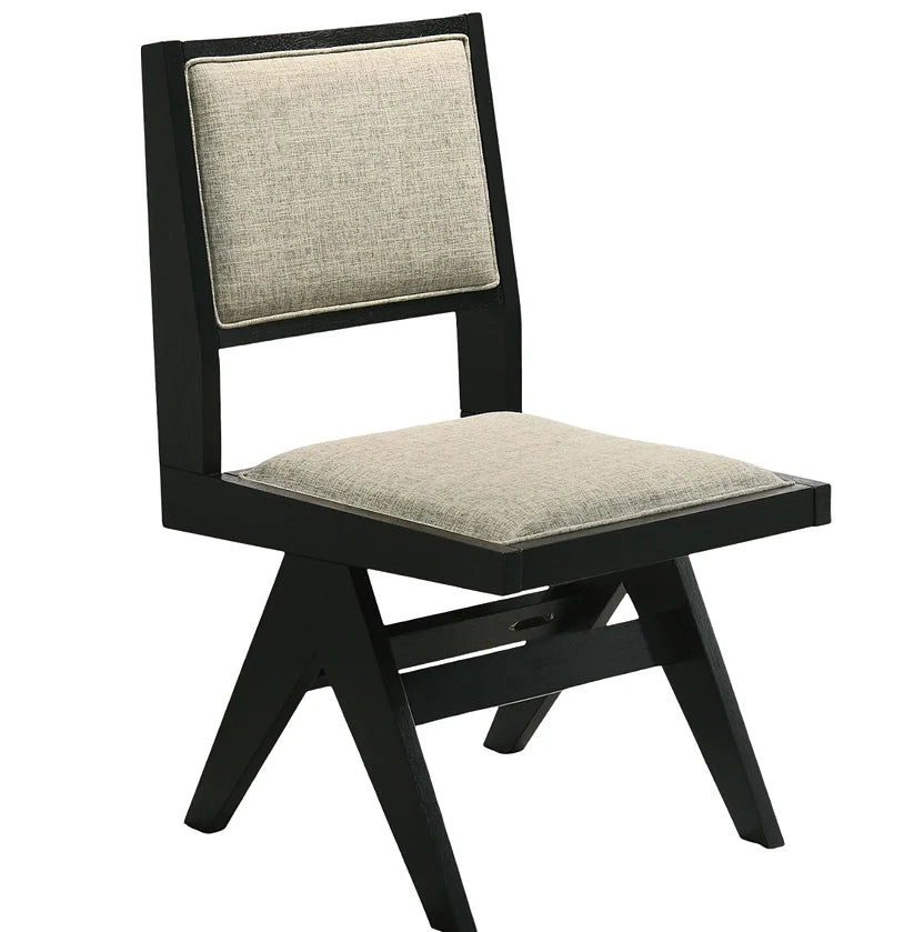 5pc Black Wooden Dining Set with Gray Upholstery Tempered Wood Top Table Chairs 48" Round Apartment-Friendly
