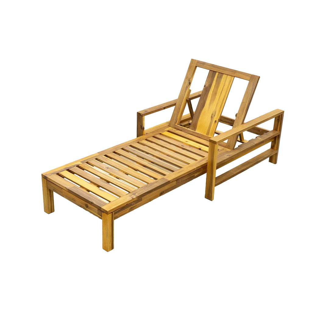 Acacia Wood Outdoor Chaise Lounge