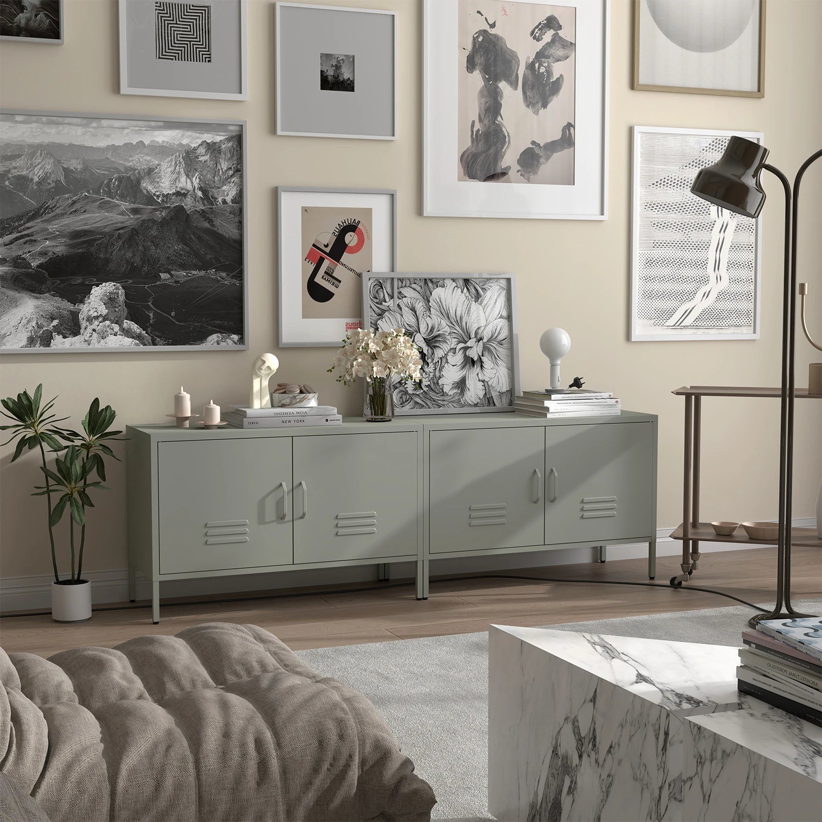 Industrial Metal Accent Cabinet