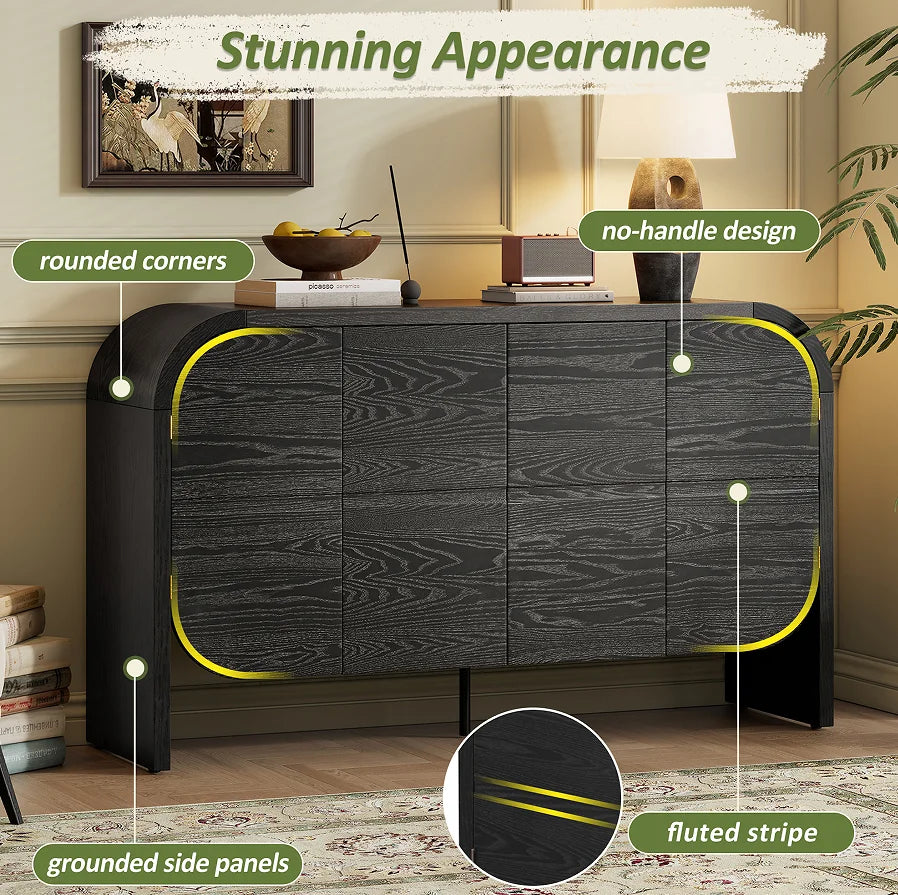 Fluted Wood Storage Cabinet