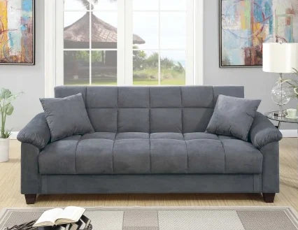 Living Room Adjustable Sofa Chocolate Color Microfiber Plush Storage Couch 1pc Futon Sofa w Pillows