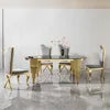 Oval Silla De Comedor Modern Luxury Gold Stainless Steel and Black Glass Dining Table