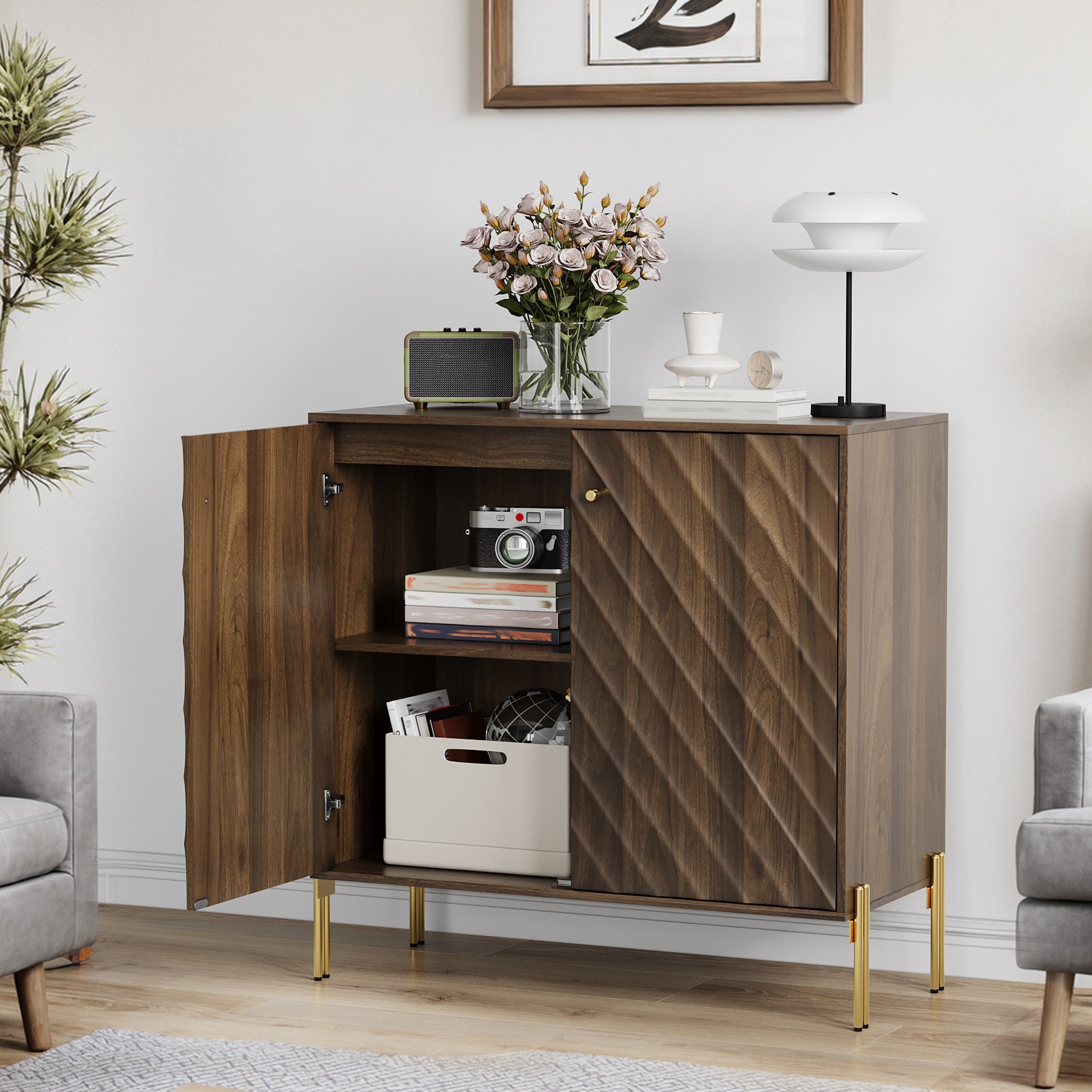 Modern Textured Sideboard Cabinet