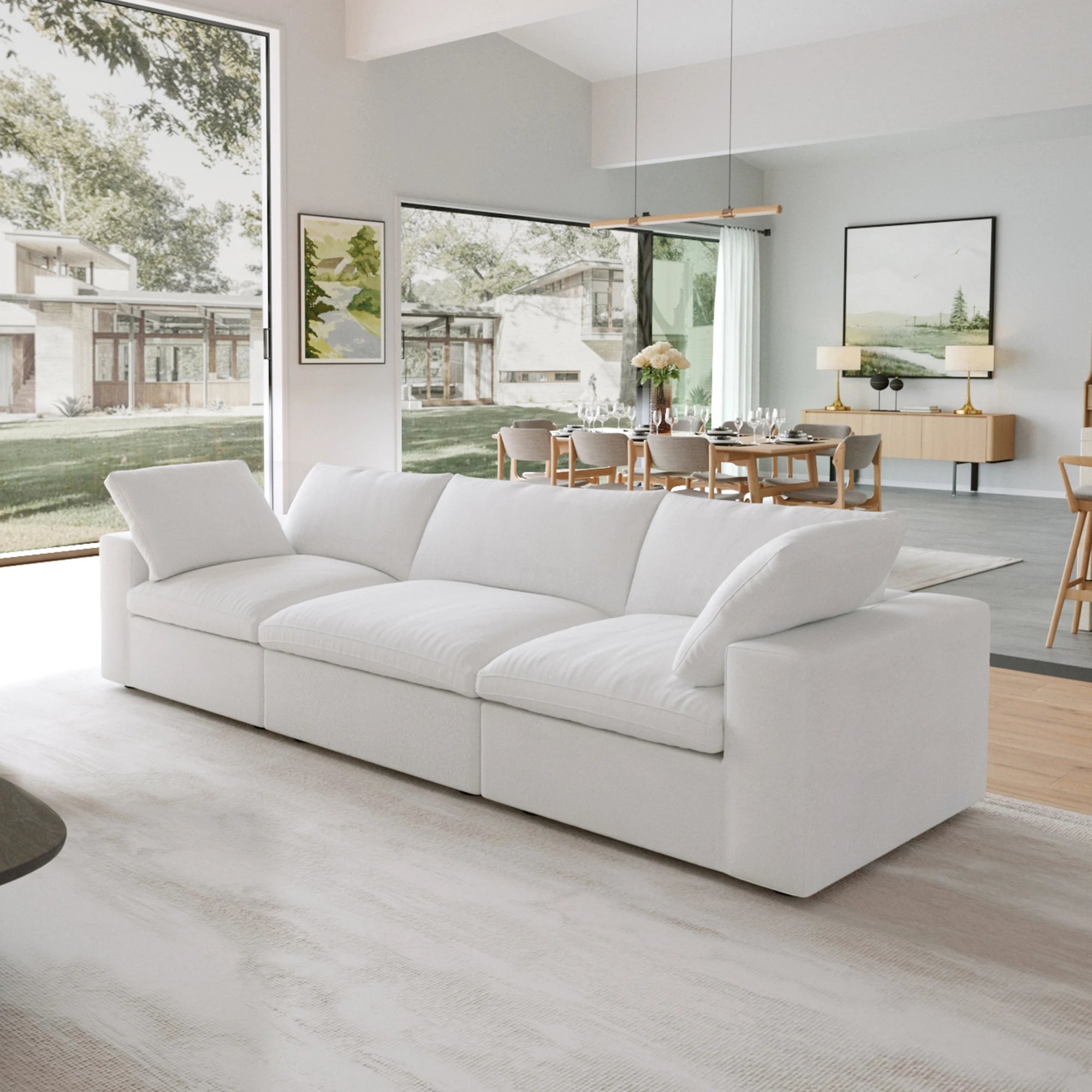Voxhome Living Room Family Apartment Furniture Soft Cloud Sofa Nordic Khaki 3 4 5 6 7 Seater Modular Sectional Couch Sofa Set