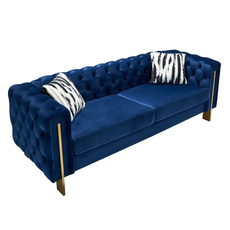 Luxury Chesterfield Modern Tufted Velvet Upholstered Sofa Set for Apartment Hotel Living Room Library Office Club Decor
