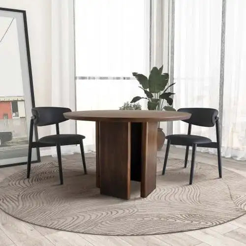 Modern Alden Round Solid Wood Eco-Friendly Durable Dining Table for Living Room Bedroom Kitchen