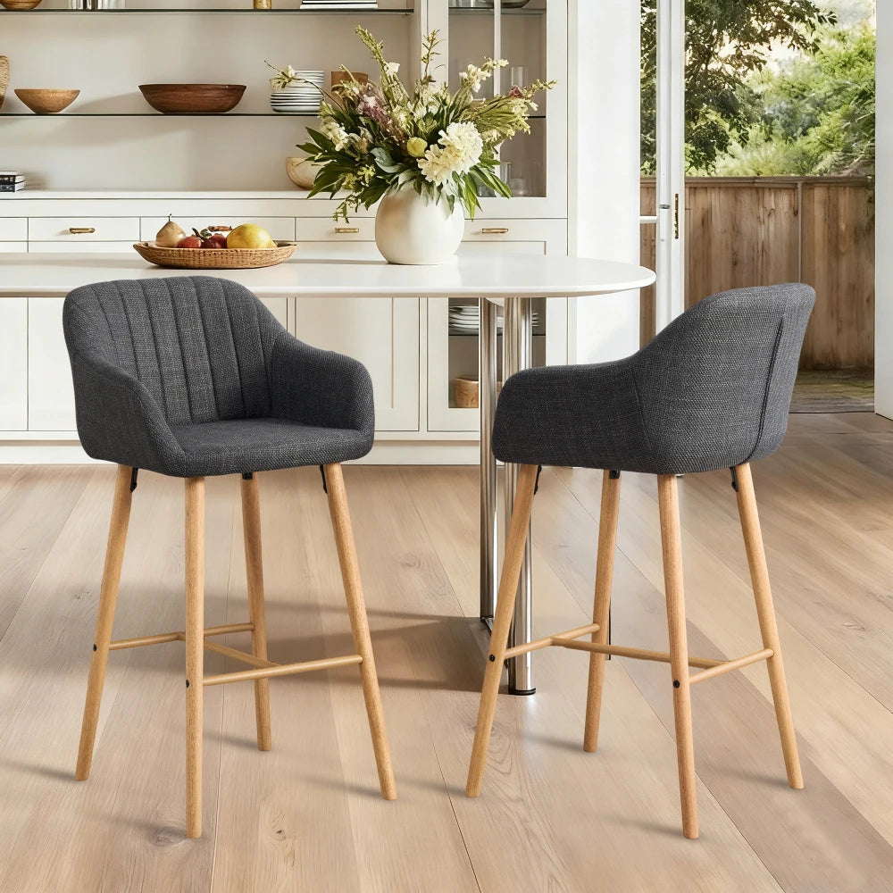 M Modern Luxury bar Wooden Barstools Nordic Dining Chair Stool High Chair Counter for Kitchen Set of 2 Restaurant Furniture