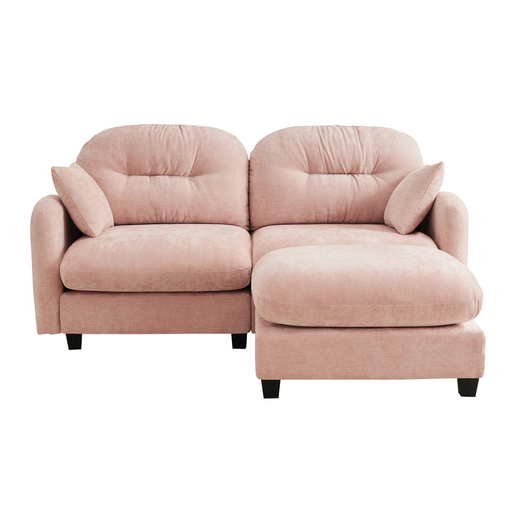 Modern Two Seat Cloud Sectional L-Shaped Couch Ottoman Soft Chenille Fabric Tufted Cushion Backrest High-Density Living Rooms