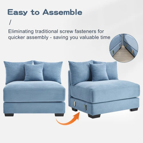 Oversized Cloud Modular Sectional Couch Set Convertible Square Shape Villa Extra-Wide Armrests with Ottoman Modern Design
