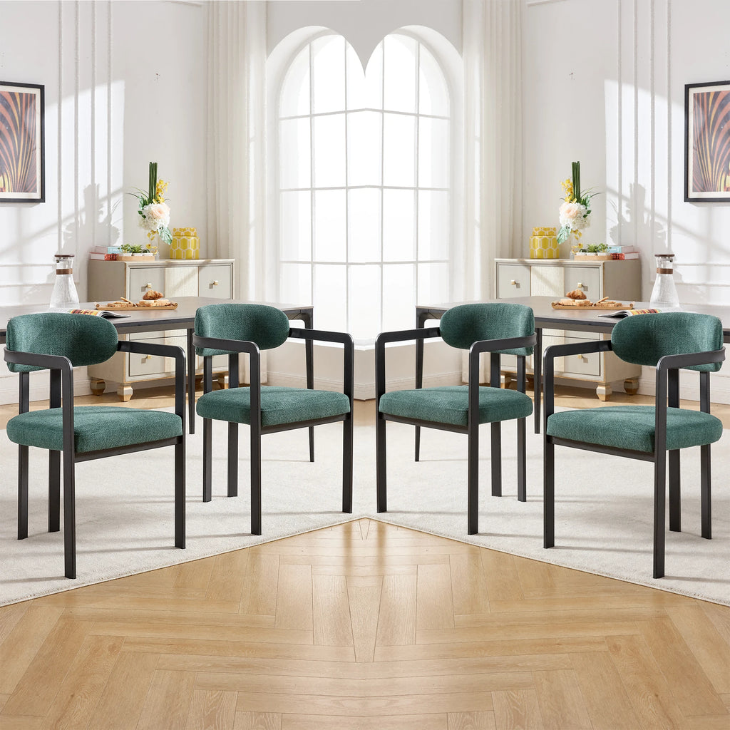 Victorian European Style Metal Frame Modern Luxury Nordic Fine Fabric Beauty Dining Table And Chair