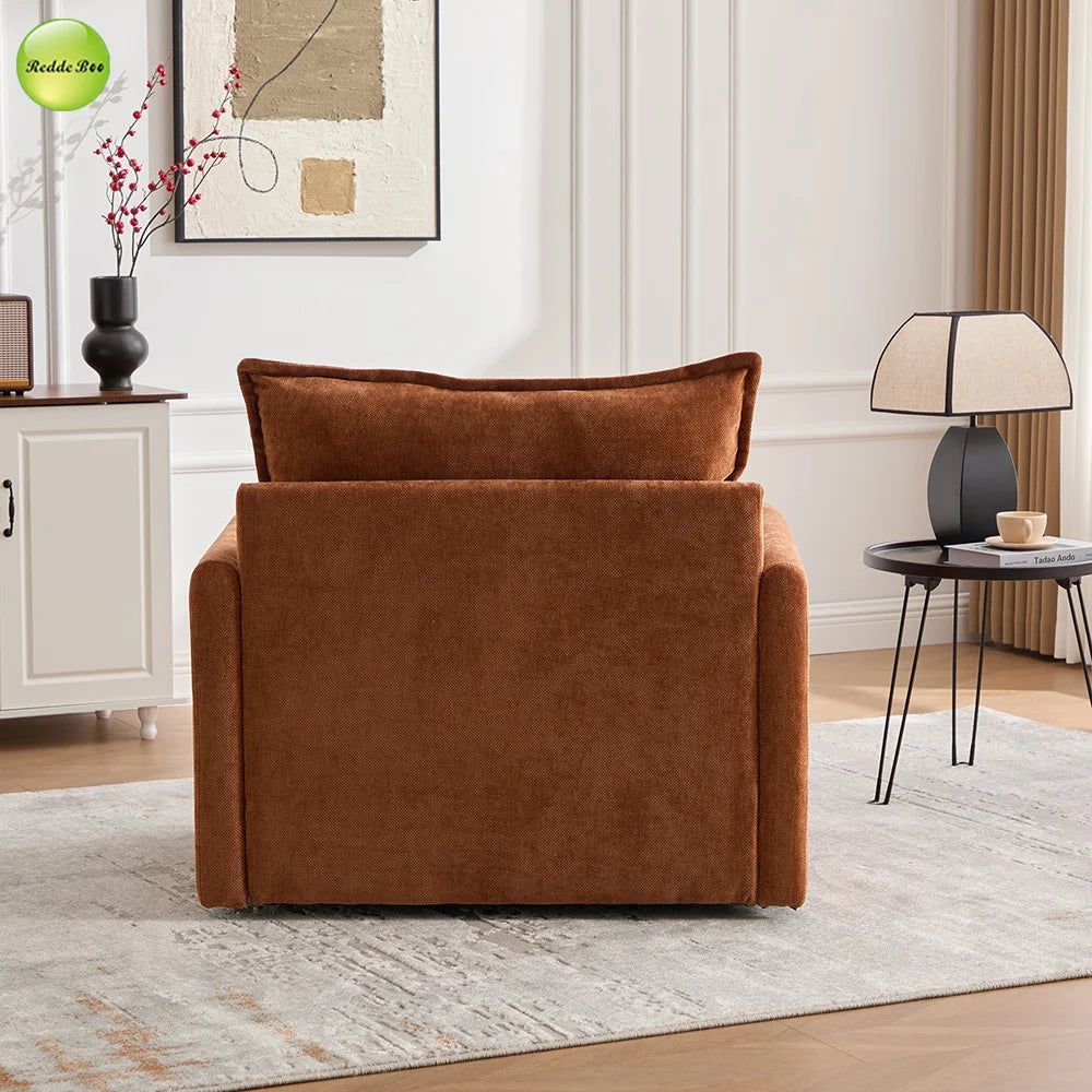 Fast Delivery USA Stock 360°Swivel Upholstered Armchair For Living Room Accent Chair With Storage Pocket Single Sofa Chair 9084