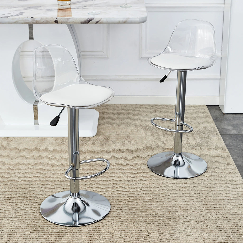 Modern Metal Base Bar Chairs & Stools 360 Rotatable Adjustable Height Lightweight Fabric Seats Set of 2