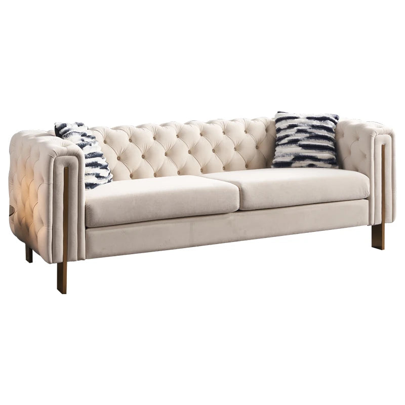 Wholesale Modern Tufted Velvet Chesterfield Sofa Couch Set 2 Seats Luxury Button Square Shape Convertible for Hotels Loving Room