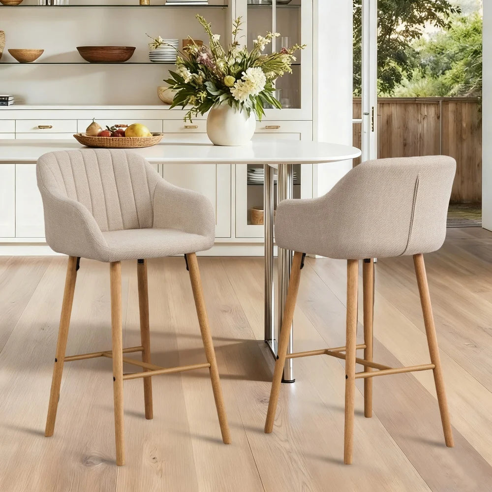 M Modern Luxury bar Wooden Barstools Nordic Dining Chair Stool High Chair Counter for Kitchen Set of 2 Restaurant Furniture