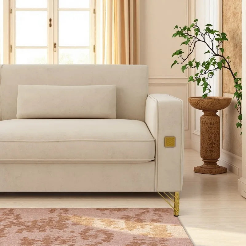 Luxury Chesterfield Velvet Sofa Set with Gold Accents Modern Three Seat Plush Cushions for Living Room & Office Decor