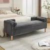 M Hot Sale King Size End of Bed Storage Bench Upholstered Long Corduroy Window Bench Seat with Arms & Pillows for Bedroom