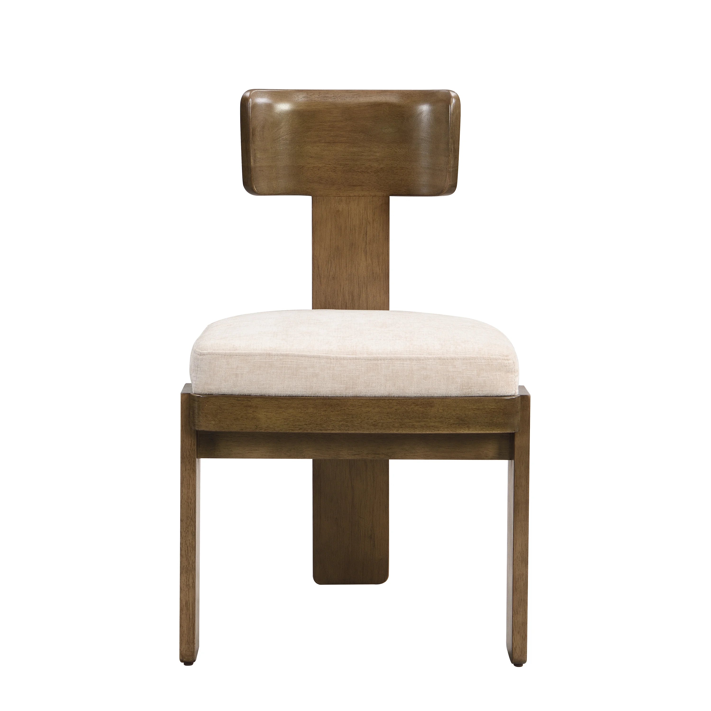 Modern Apartment Upholstered Dining Chairs Set of 2 Fabric Side Chairs with Beige Seating Light Brown Solid Rubber Wood Legs