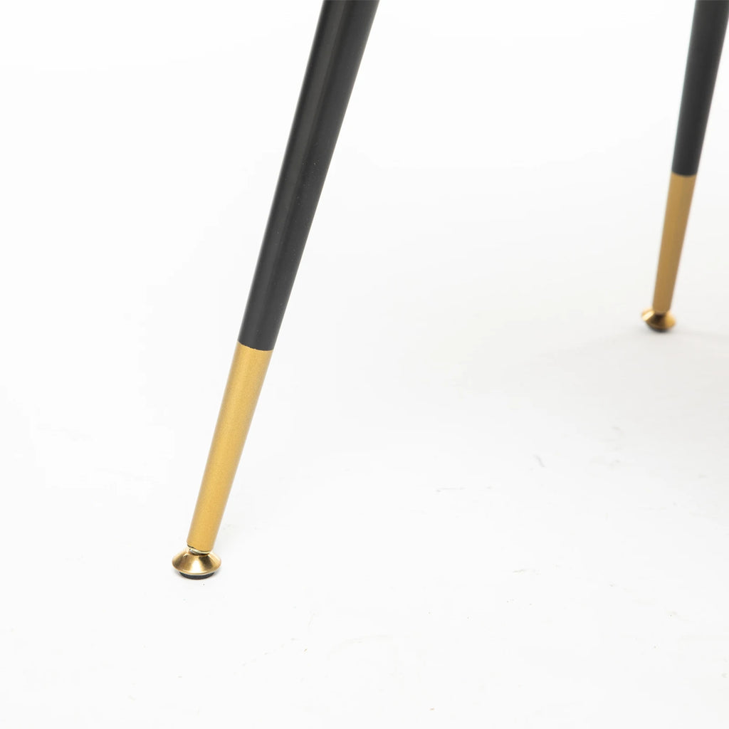 Furniture Collection Modern Contemporary Velvet Upholstered Dining Chair with Nailhead and Gold Tipped Black Metal Legs Set of 2