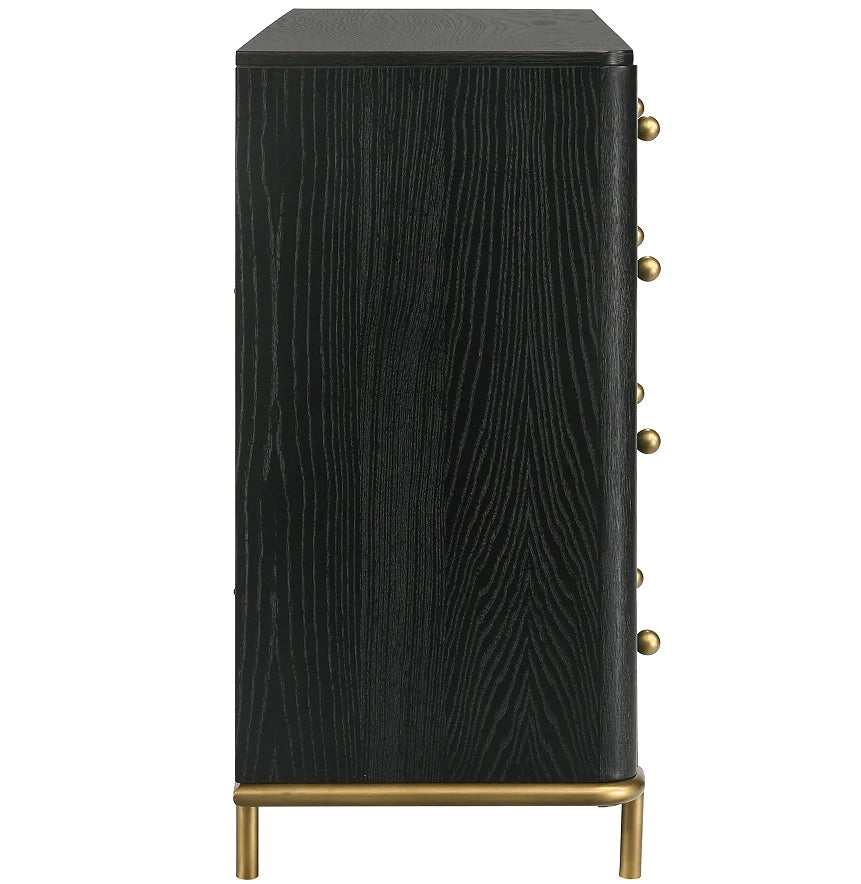 Black 6-drawer Modern Bedroom Solid Oak Wood Eco-Friendly Dresser