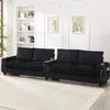 Modern Corduroy Sofa Couch USB Ports Hidden Storage Arms Flip-Top Cup Holders Reclining Feature for Bedroom Living Room